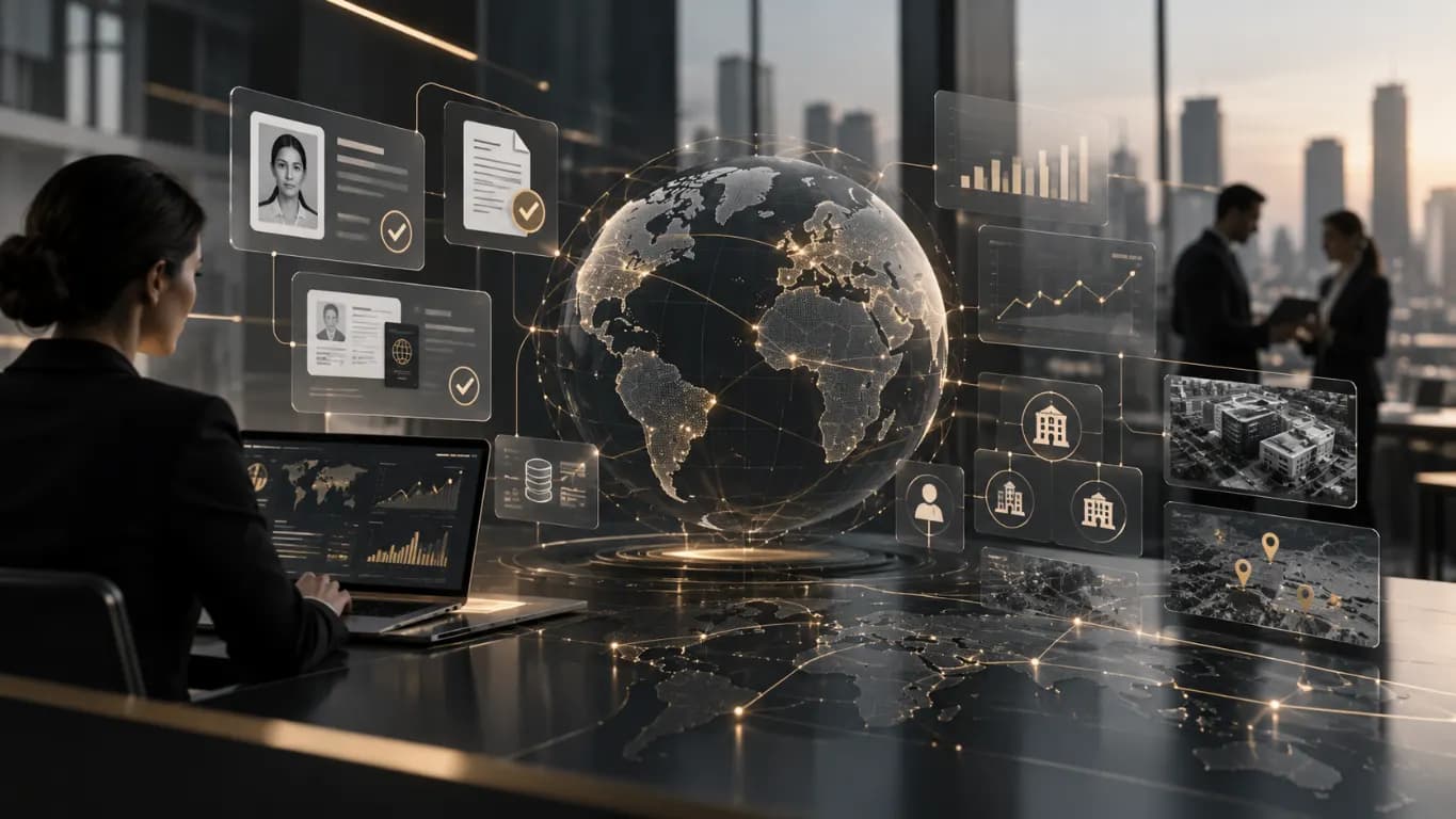Data intelligence workspace connecting verification, identity and business insights